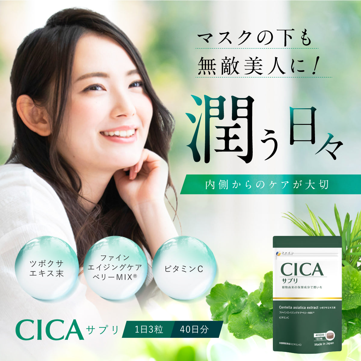 CICA (120 Tablets x 2 Packs) by FINE JAPAN